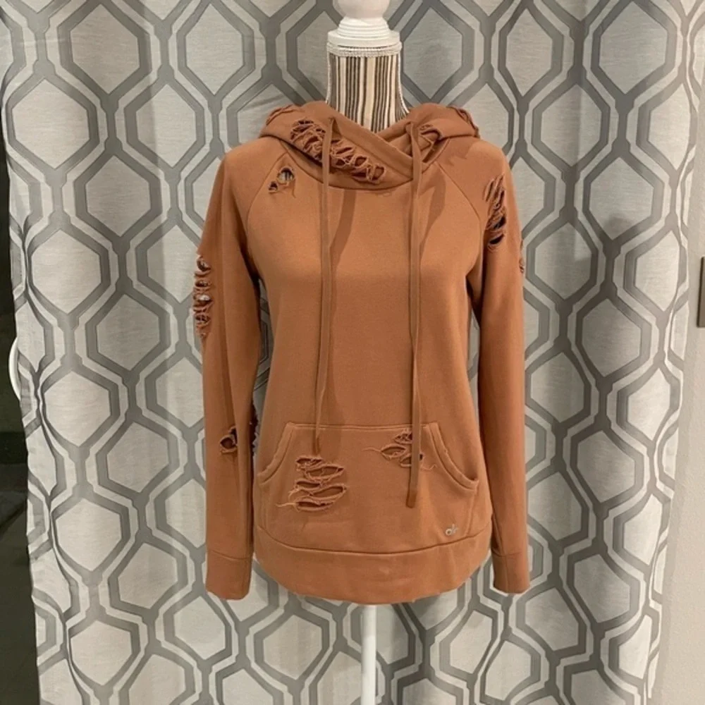 alo yoga Rust Distressed Hoodie